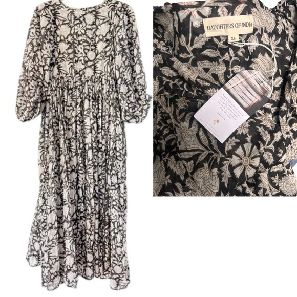 Daughters of India Kyra Midi Dress in Pepper Paisley Floral NWT size XLARGE - Picture 4 of 4